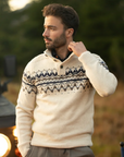 Ecru wool sweater with button closure