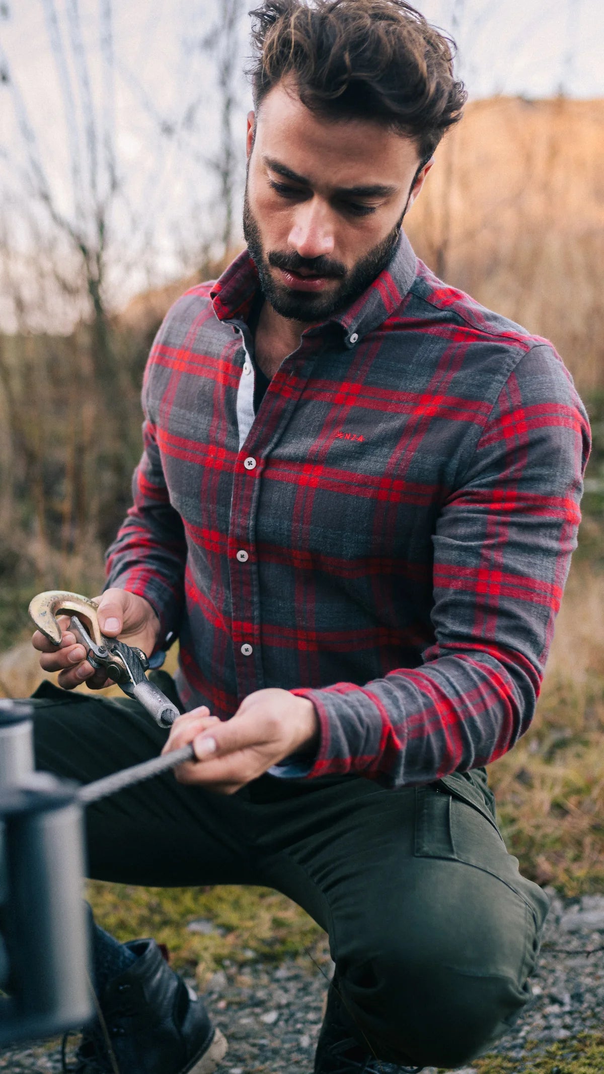 Brown and red checkered shirt - Mud